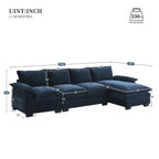 Divano sezionale a L in ciniglia beige/grigio/giallo/blu navy con chaise longue, 5 posti