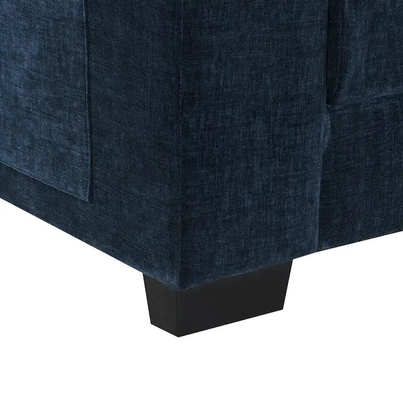 Divano sezionale a L in ciniglia beige/grigio/giallo/blu navy con chaise longue, 5 posti