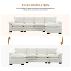 Divano sezionale a L in ciniglia beige/grigio/giallo/blu navy con chaise longue, 5 posti