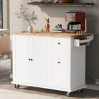 Carrello da Cucina Pieghevole con Rotelle, con Organizer Estraibile a 3 Ripiani, Bianco/Nero/Grigio+Blu, per 1-2 Persone