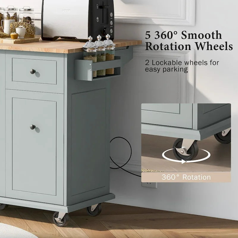 Carrello da Cucina Pieghevole con Rotelle, con Organizer Estraibile a 3 Ripiani, Bianco/Nero/Grigio+Blu, per 1-2 Persone