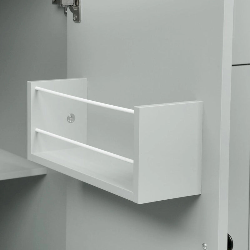 Carrello da Cucina Pieghevole con Rotelle, con Organizer Estraibile a 3 Ripiani, Bianco/Nero/Grigio+Blu, per 1-2 Persone