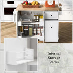 Carrello da Cucina Pieghevole con Rotelle, con Organizer Estraibile a 3 Ripiani, Bianco/Nero/Grigio+Blu, per 1-2 Persone
