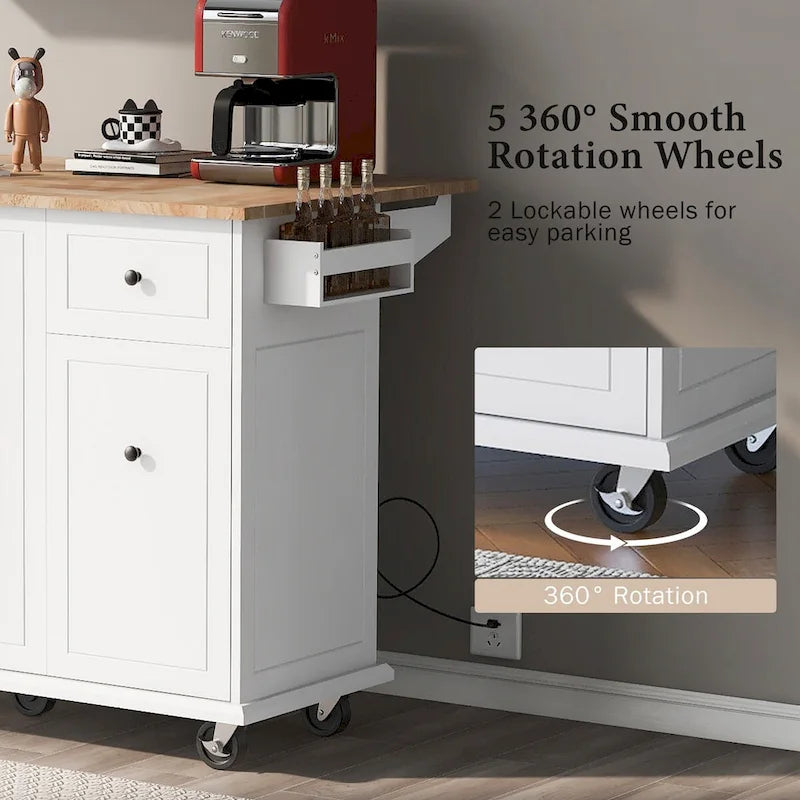 Carrello da Cucina Pieghevole con Rotelle, con Organizer Estraibile a 3 Ripiani, Bianco/Nero/Grigio+Blu, per 1-2 Persone