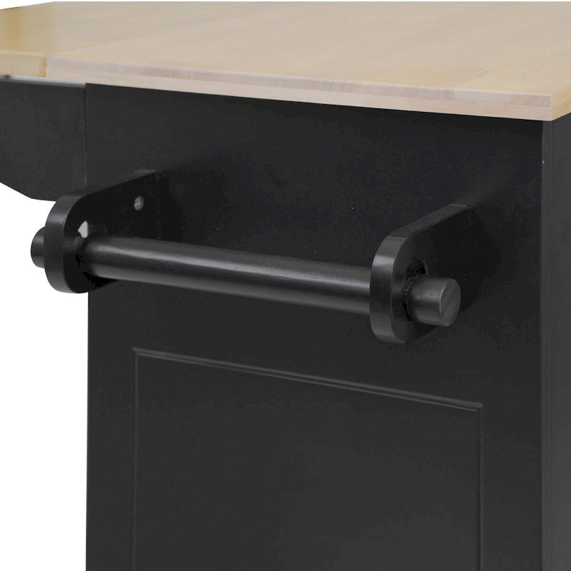 Carrello da Cucina Pieghevole con Rotelle, con Organizer Estraibile a 3 Ripiani, Bianco/Nero/Grigio+Blu, per 1-2 Persone