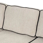 Divano letto estraibile a L Marrone/Crema/Grigio, in lino, 3-4 posti a sedere