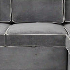 Divano letto estraibile a L Marrone/Crema/Grigio, in lino, 3-4 posti a sedere