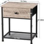 Comodini con parte superiore in legno greige set da 2, 1 cassetto e ripiano aperto
