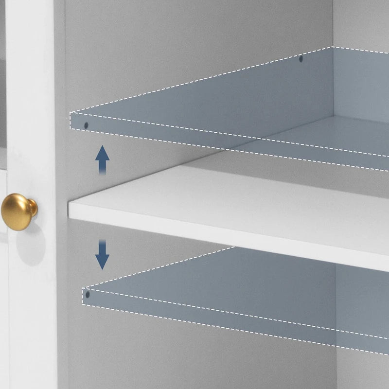 Mobile porta TV bianco con luci LED, mensole aperte e armadietto, adatto per TV fino a 65"