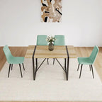 Set di 4 sedie da pranzo imbottite, sedile in tessuto di lino, gambe in metallo nero, caramello/beige/marrone/grigio/verde