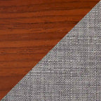 Sedia da pranzo con schienale a pioli e gambe in legno curvato, tessuto crema/grigio e legno naturale/noce, set da 2