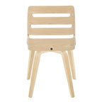 Sedia da pranzo con schienale a pioli e gambe in legno curvato, tessuto crema/grigio e legno naturale/noce, set da 2