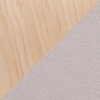 Sedia da pranzo con schienale a pioli e gambe in legno curvato, tessuto crema/grigio e legno naturale/noce, set da 2