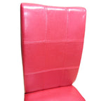 Sedie da pranzo in pelle bi-cast rossa, gambe color espresso, set da 4