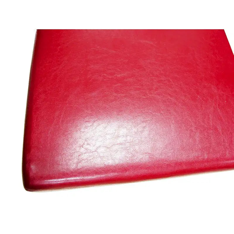 Sedie da pranzo in pelle bi-cast rossa, gambe color espresso, set da 4