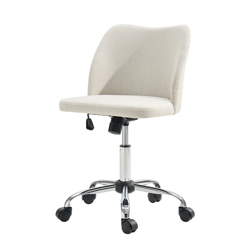 Sedia da ufficio senza braccioli grigia/marrone chiaro/avorio/senape/beige con ruote, regolabile in altezza, per 1 persona