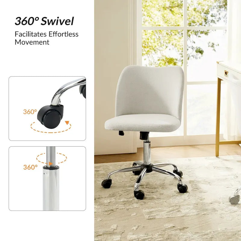 Sedia da ufficio senza braccioli grigia/marrone chiaro/avorio/senape/beige con ruote, regolabile in altezza, per 1 persona