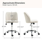 Sedia da ufficio senza braccioli grigia/marrone chiaro/avorio/senape/beige con ruote, regolabile in altezza, per 1 persona