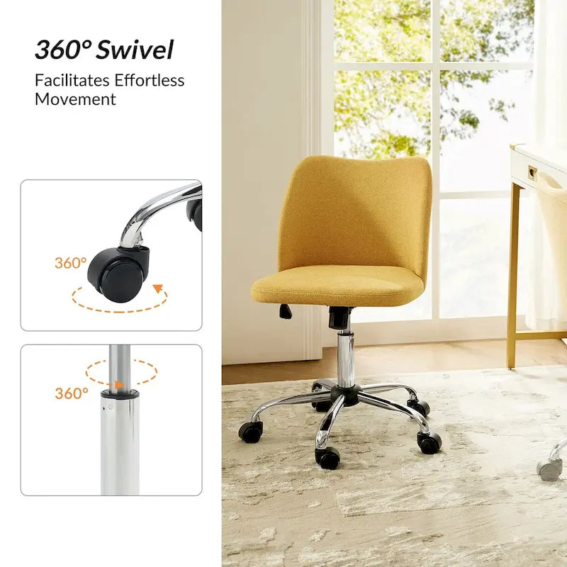 Sedia da ufficio senza braccioli grigia/marrone chiaro/avorio/senape/beige con ruote, regolabile in altezza, per 1 persona