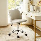 Sedia da ufficio senza braccioli grigia/marrone chiaro/avorio/senape/beige con ruote, regolabile in altezza, per 1 persona