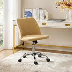 Sedia da ufficio senza braccioli grigia/marrone chiaro/avorio/senape/beige con ruote, regolabile in altezza, per 1 persona