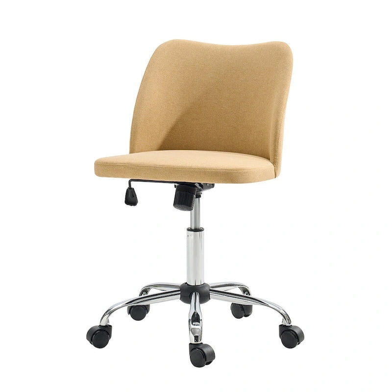 Sedia da ufficio senza braccioli grigia/marrone chiaro/avorio/senape/beige con ruote, regolabile in altezza, per 1 persona