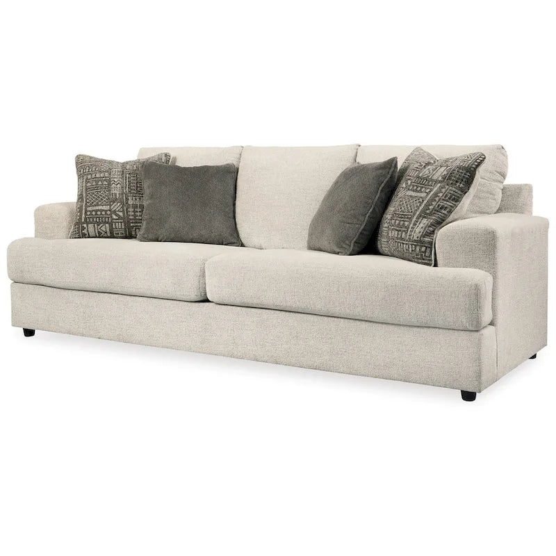 Divano a 3 posti in ciniglia beige / nero / grigio, 244 cm