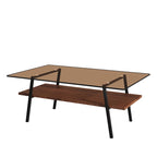 Tavolino da Caffè Rettangolare Bianco/Nero, Stile Moderno, Piano in Vetro Temperato, a 2 Livelli