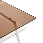 Tavolino da Caffè Rettangolare Bianco/Nero, Stile Moderno, Piano in Vetro Temperato, a 2 Livelli