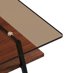Tavolino da Caffè Rettangolare Bianco/Nero, Stile Moderno, Piano in Vetro Temperato, a 2 Livelli