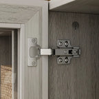 Mobile porta TV con finitura grigio effetto legno e ante in vetro, soluzione a unità singola, adatto per TV fino a 61"