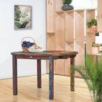 Tavolo da pranzo rotondo multicolore, in legno di teak riciclato, 122 cm, 4 posti