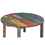 Tavolo da pranzo rotondo multicolore, in legno di teak riciclato, 122 cm, 4 posti