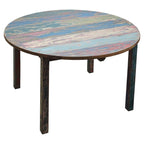 Tavolo da pranzo rotondo multicolore, in legno di teak riciclato, 122 cm, 4 posti