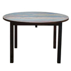 Tavolo da pranzo rotondo multicolore, in legno di teak riciclato, 122 cm, 4 posti