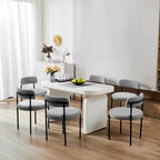 Sedia da pranzo rotonda imbottita bianca/grigia/nera, stile metà secolo, set da 2
