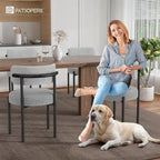 Sedia da pranzo rotonda imbottita bianca/grigia/nera, stile metà secolo, set da 2