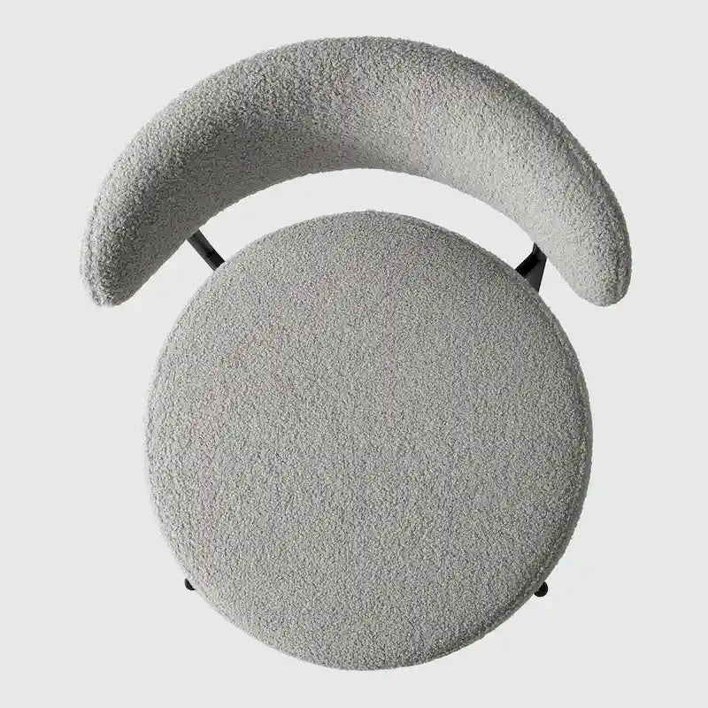 Sedia da pranzo rotonda imbottita bianca/grigia/nera, stile metà secolo, set da 2