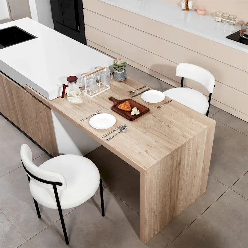 Sedia da pranzo rotonda imbottita bianca/grigia/nera, stile metà secolo, set da 2