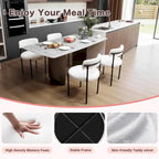 Sedia da pranzo rotonda imbottita bianca/grigia/nera, stile metà secolo, set da 2