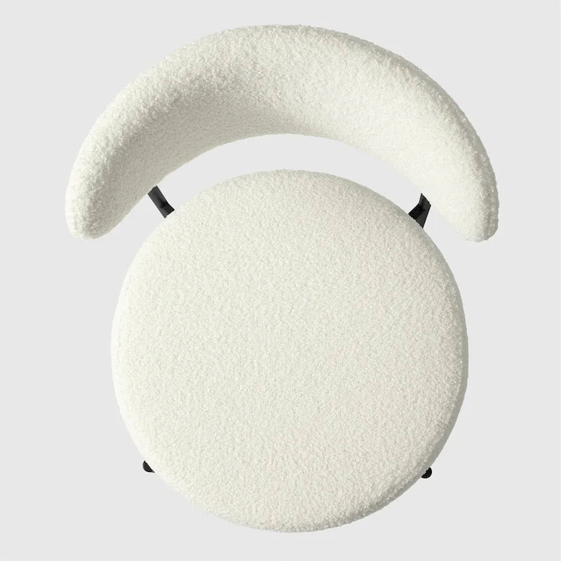 Sedia da pranzo rotonda imbottita bianca/grigia/nera, stile metà secolo, set da 2