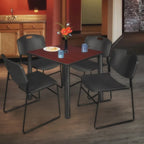 Set Tavolo da Pranzo Quadrato Multicolore con 4 Sedie Impilabili, Posti a Sedere per 4