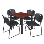 Set Tavolo da Pranzo Quadrato Multicolore con 4 Sedie Impilabili, Posti a Sedere per 4