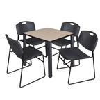 Set Tavolo da Pranzo Quadrato Multicolore con 4 Sedie Impilabili, Posti a Sedere per 4