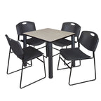Set Tavolo da Pranzo Quadrato Multicolore con 4 Sedie Impilabili, Posti a Sedere per 4