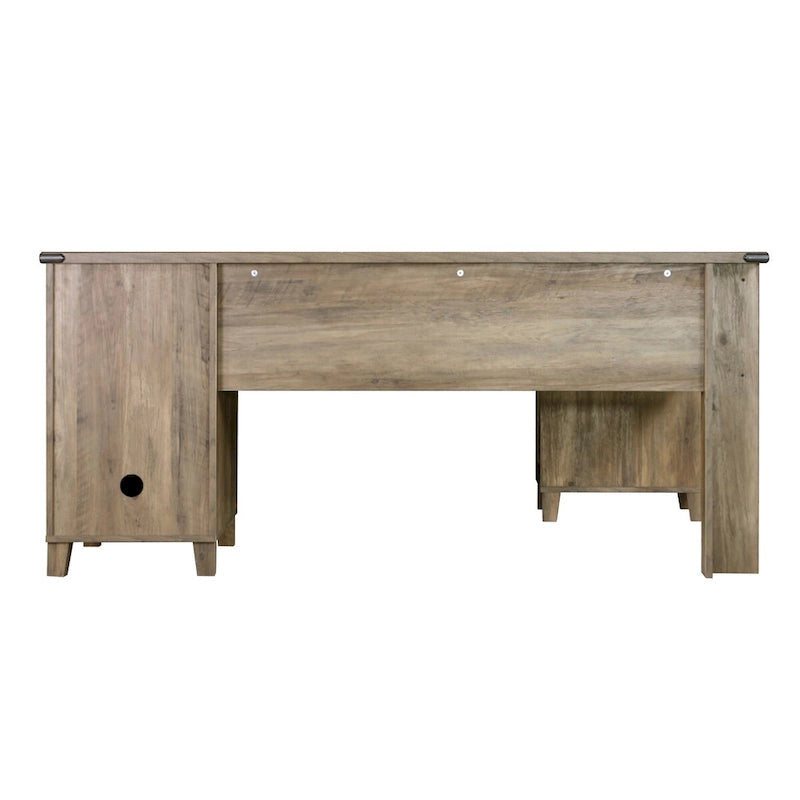 Scrivania a L in rovere rustico, monoposto