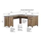 Scrivania a L in rovere rustico, monoposto