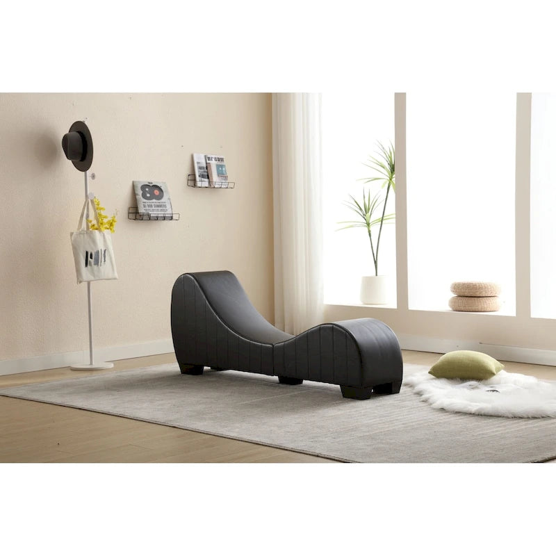 Chaise longue ricurva in similpelle bianco/nera per 1 persona