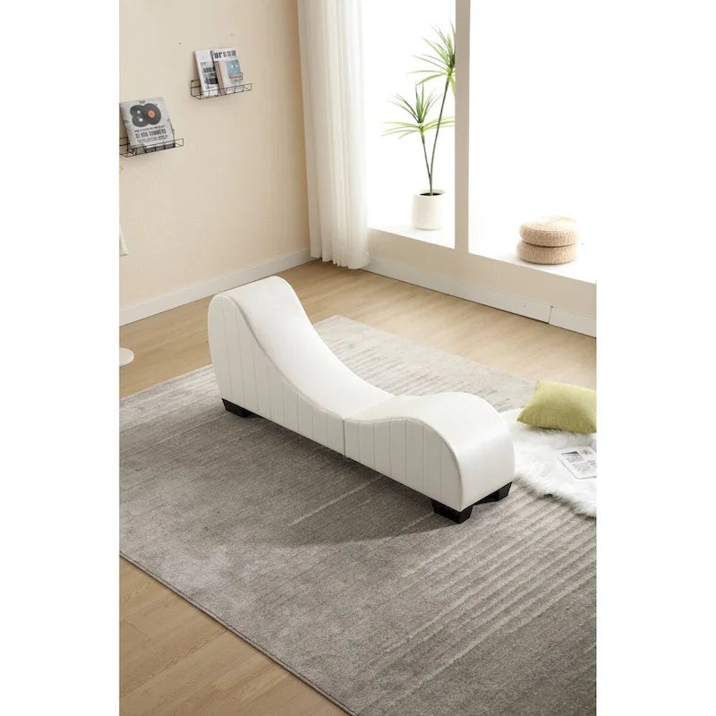 Chaise longue ricurva in similpelle bianco/nera per 1 persona