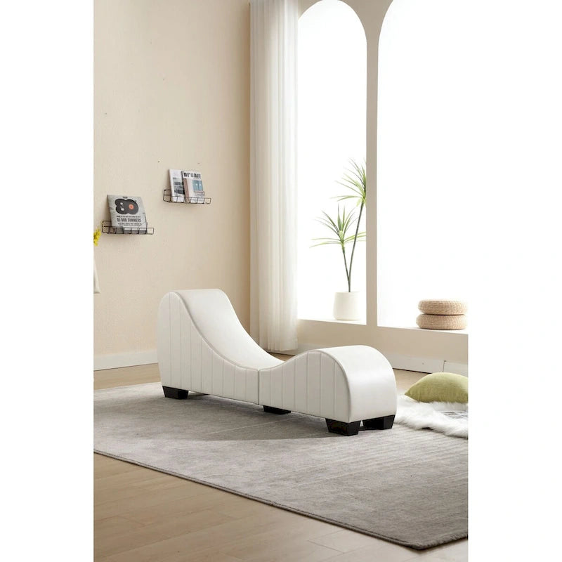 Chaise longue ricurva in similpelle bianco/nera per 1 persona